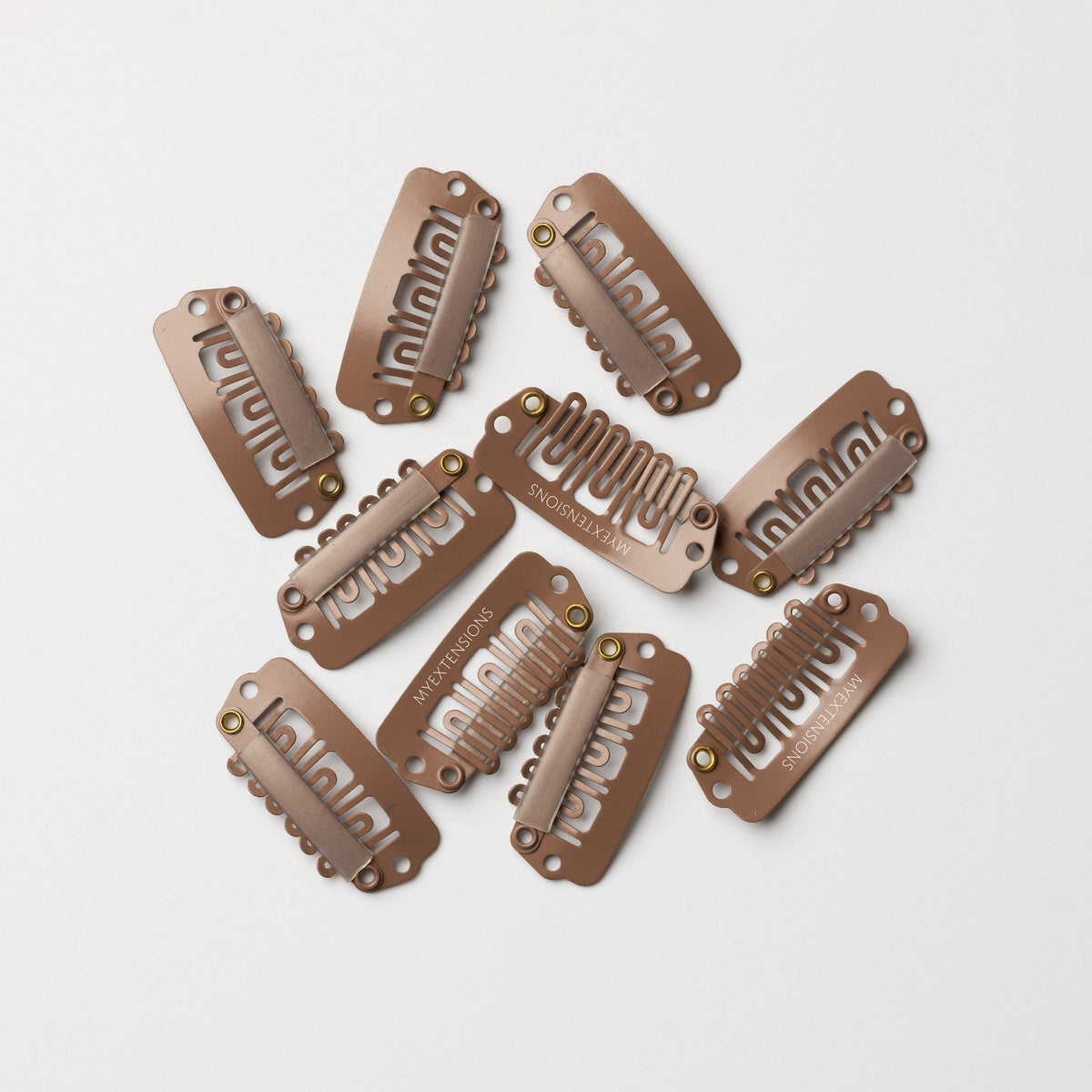 Clips voor extensions - 10 stuks - Bruin