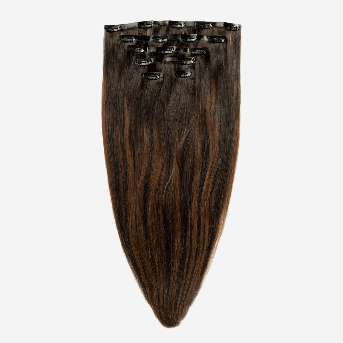 Invisible Clip In - Dark Chocolate Brown Balayage 1A+4