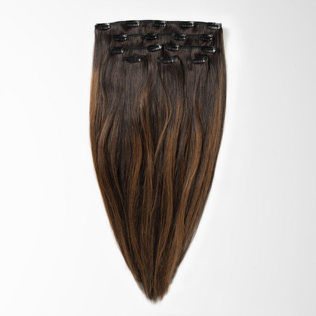 Clip in extensions - Dark Chocolate Brown Balayage 1A+4