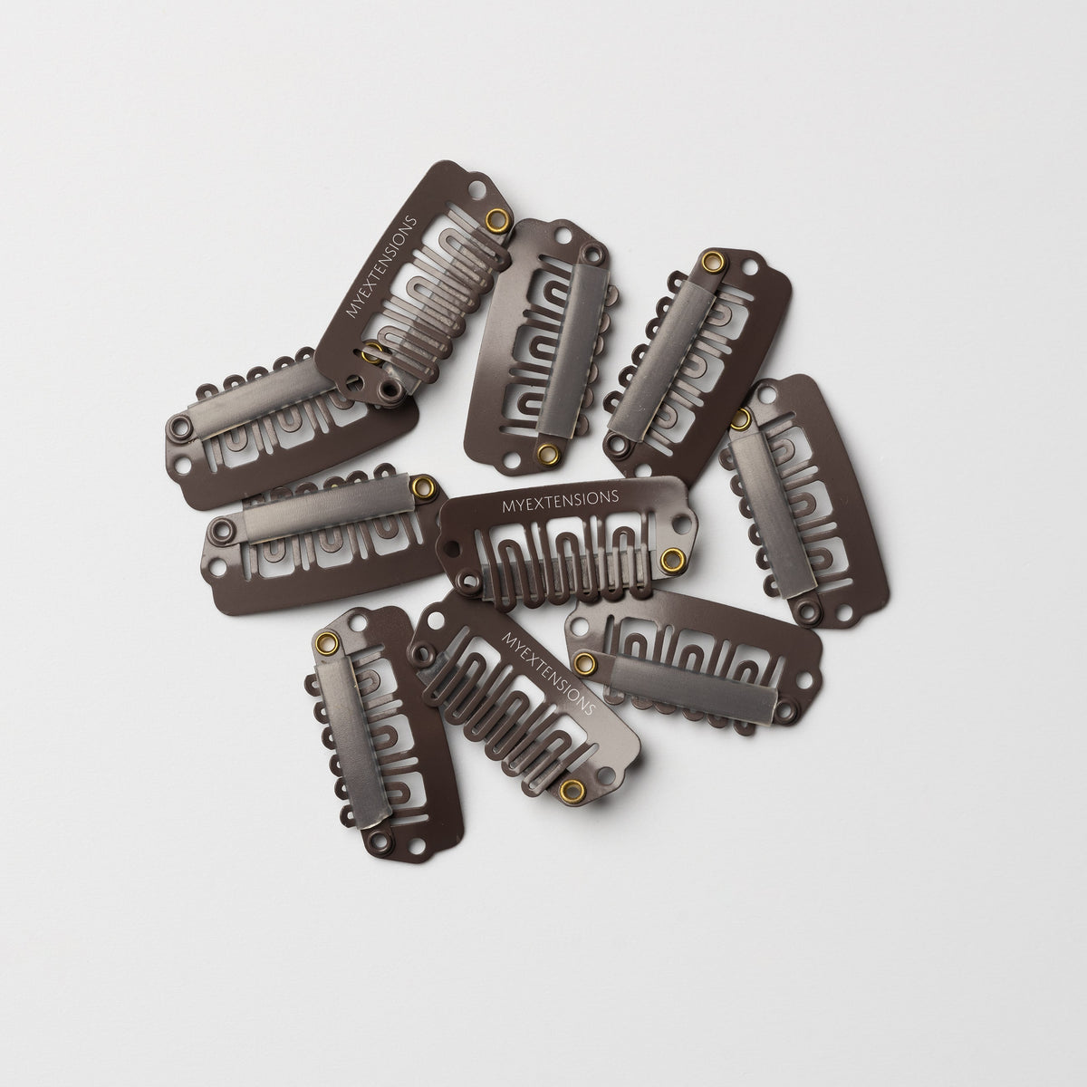 Clips voor extensions - 10 stuks - Donkerbruin